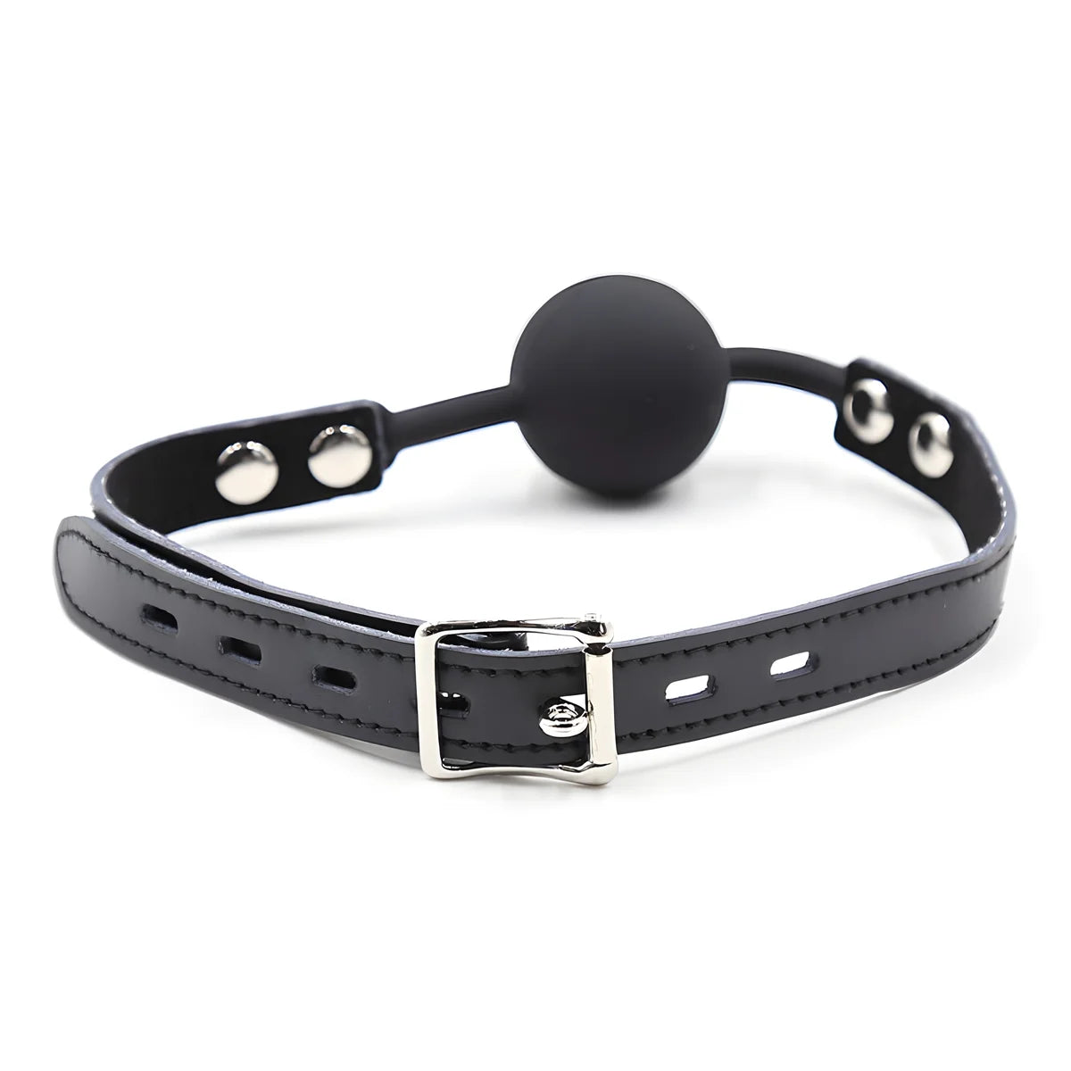 ohmama fetish baillon balle en silicone avec ceinture en cuir cadenas inclus