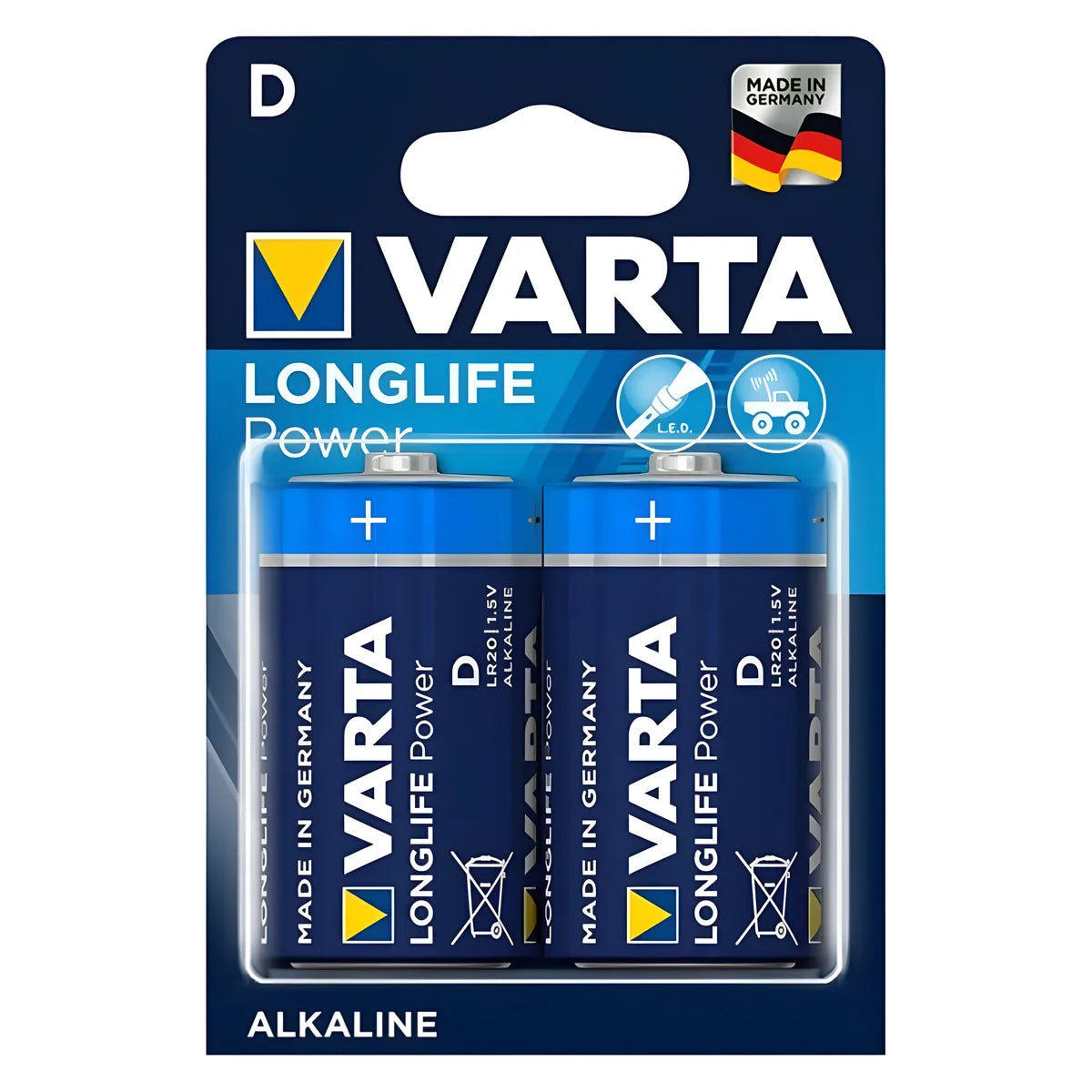 varta longlife power pile alcaline d lr20 2 unite
