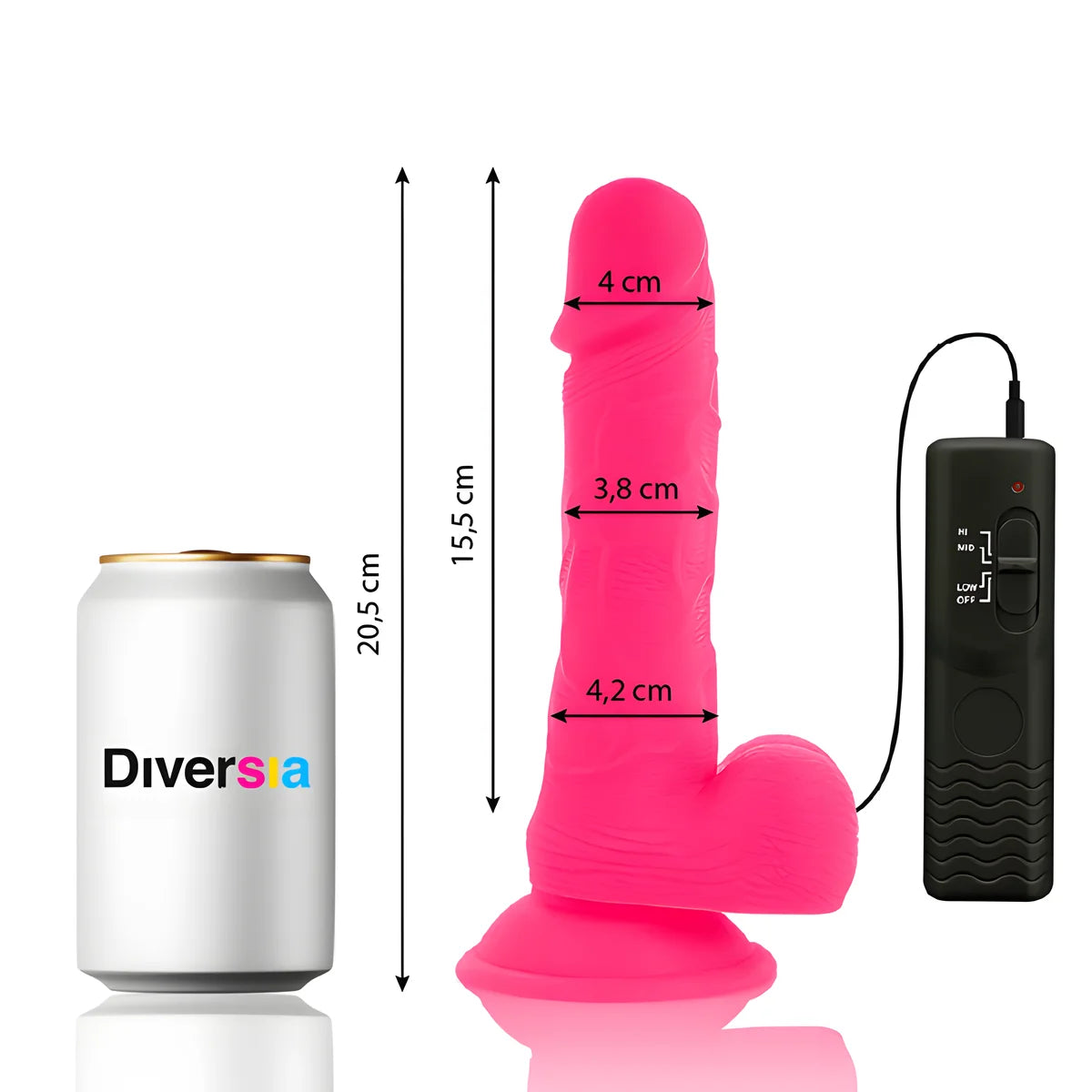 diversia dildo vibrant flexible rose 20 5 cm o 4 2 cm