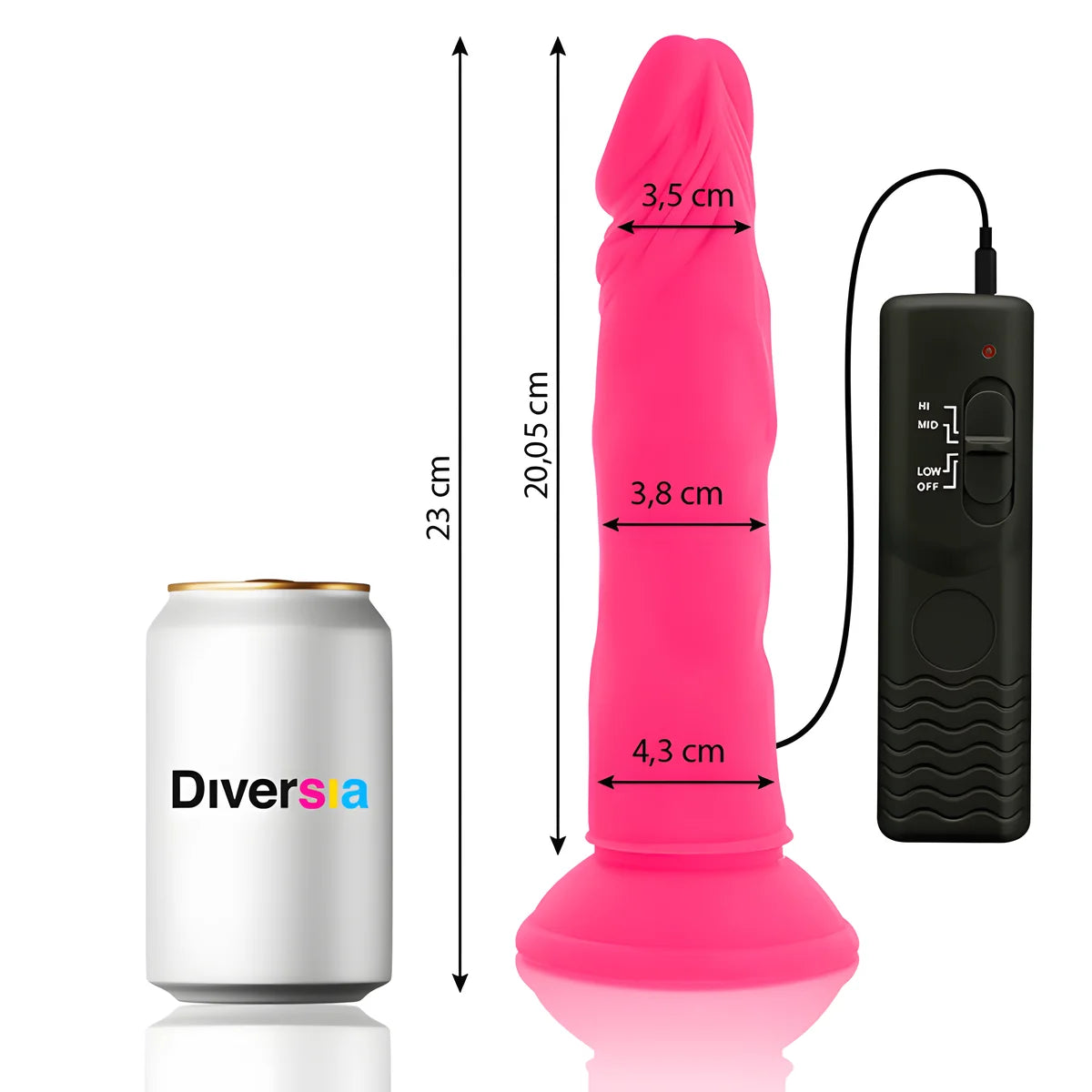 diversia dildo souple avec vibration rose 23 cm o 4 3 cm