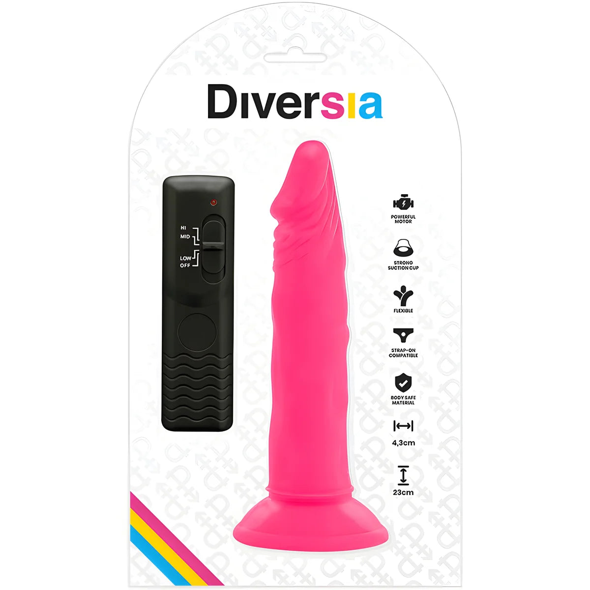 diversia dildo souple avec vibration rose 23 cm o 4 3 cm