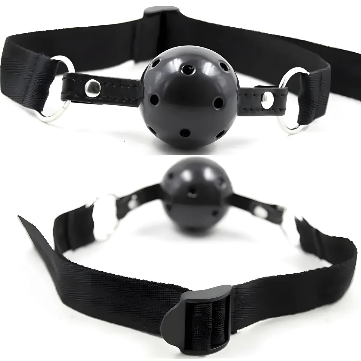 ohmama fetish ball gag respirant en tissu noir