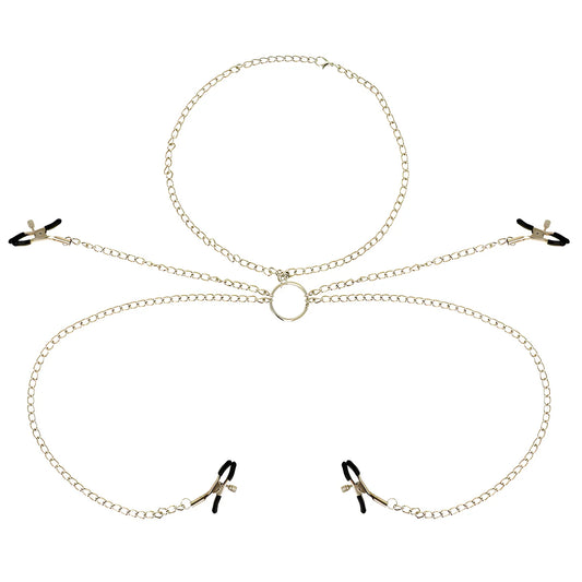 ohmama fetish 4 pinces a tetons avec collier chaine