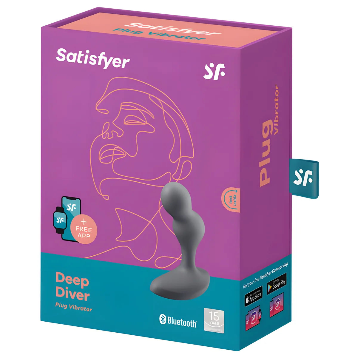 satisfyer application de plug vibrant deep diver gris
