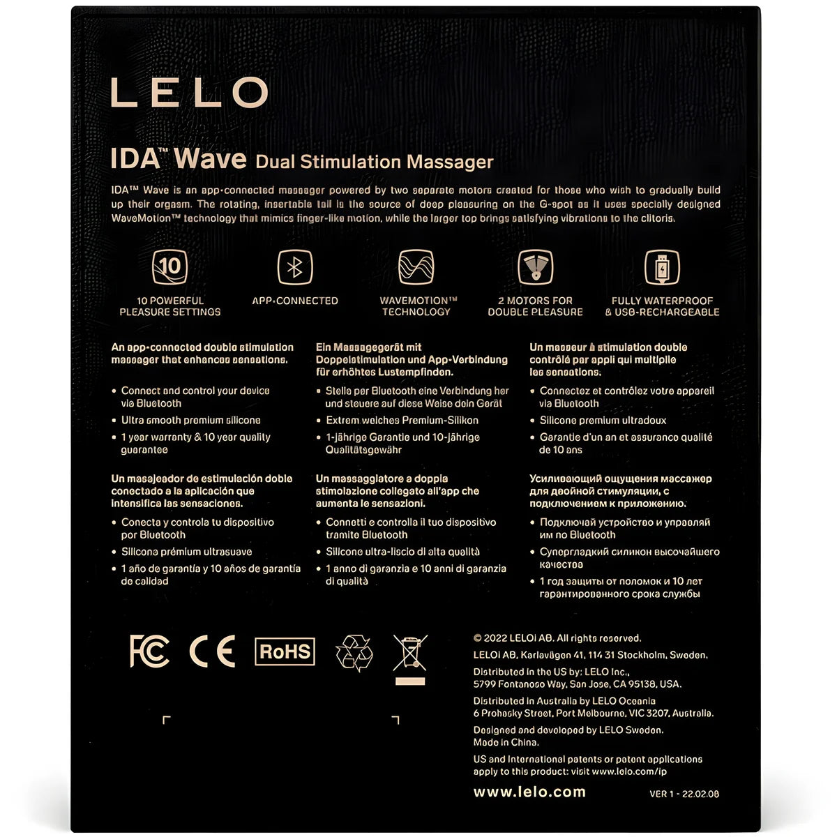 lelo masseur pour couples lelo ida wave noir
