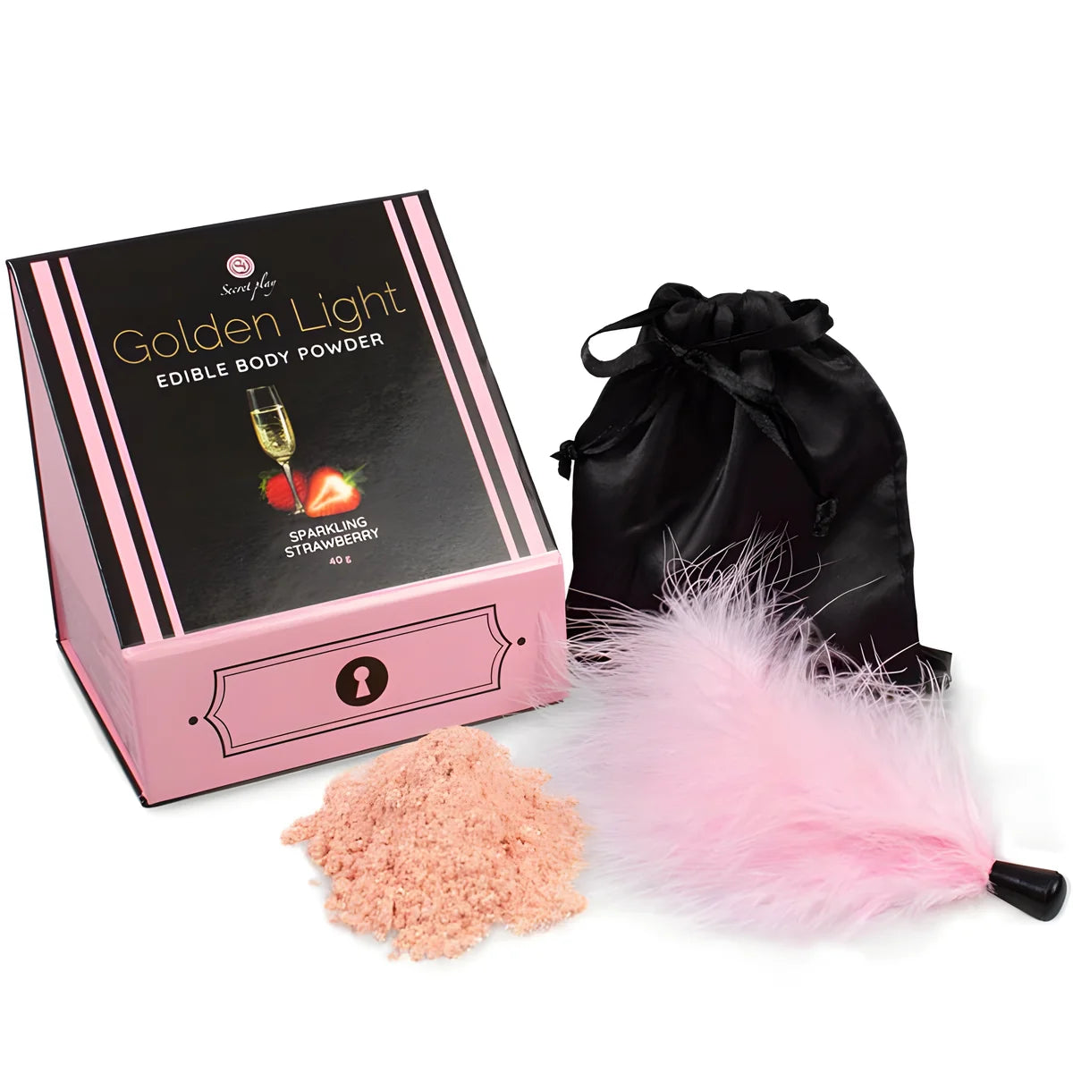 secretplay golden light kit poudre comestible et plume de fraise petillante