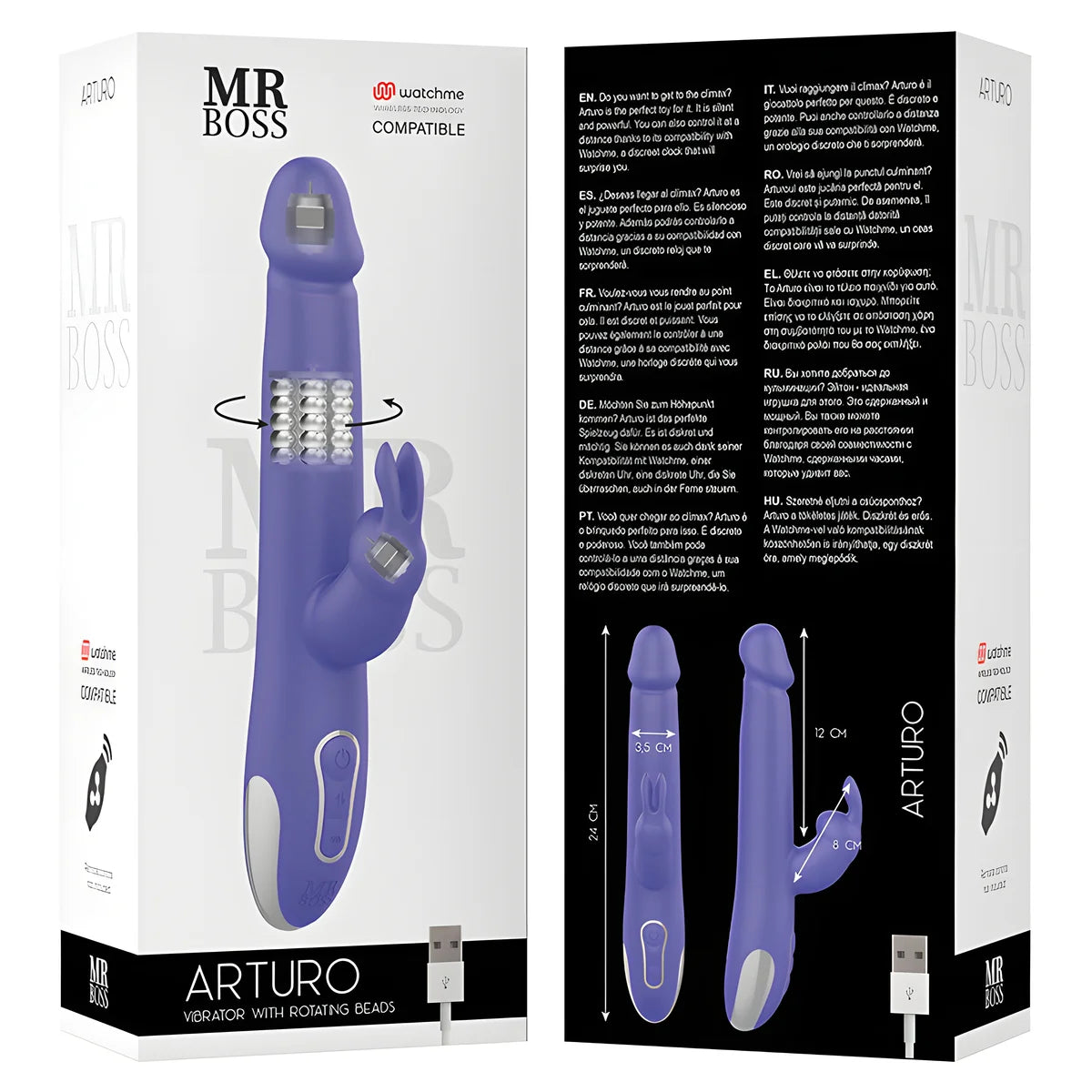 mr boss vibrateur et rotateur arturo compatible avec la technologie sans fil watchme