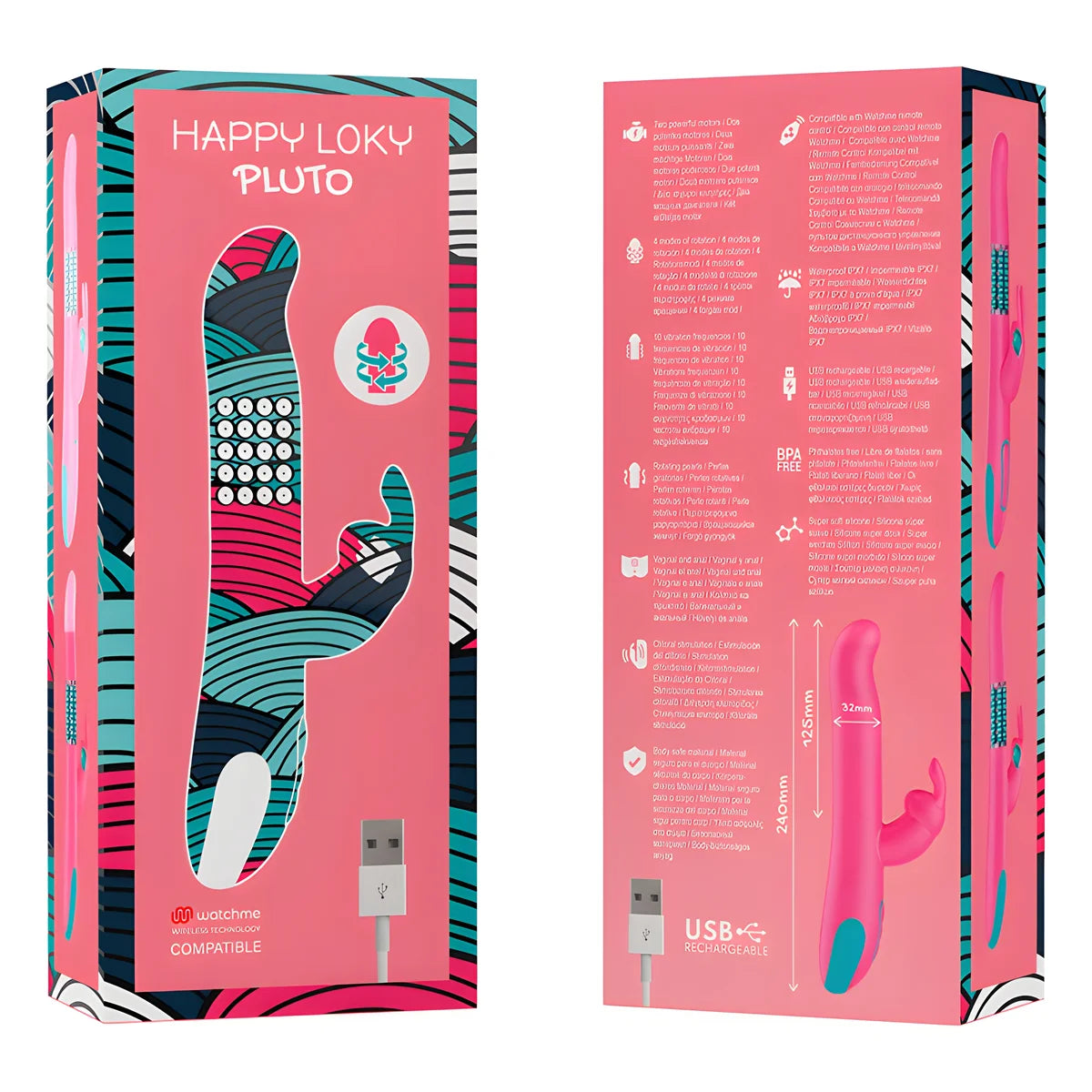 happy loky pluto lapin vibrateur et rotateur watchme technologie sans fil compatible