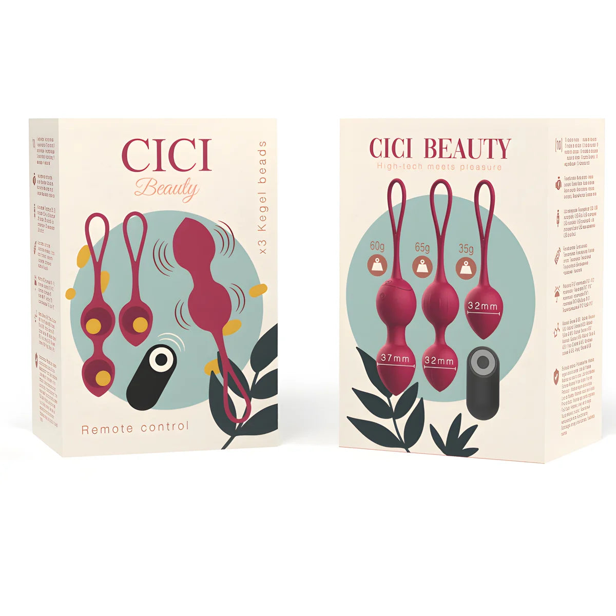 cici beauty premium silicone 3 perles de kegel vibrantes telecommande