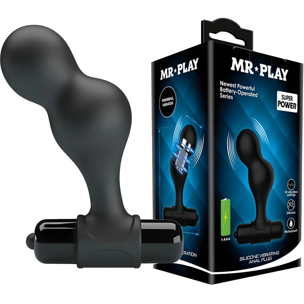 mr play plug anal vibrateur en silicone noir