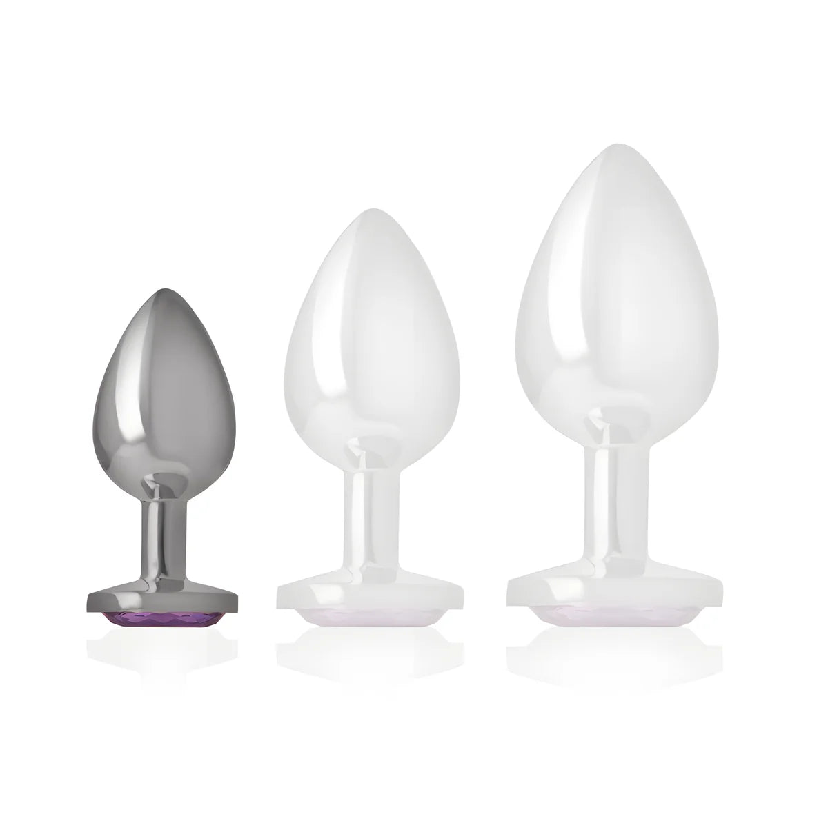 intense plug anal en metal aluminium avec cristal violet taille s