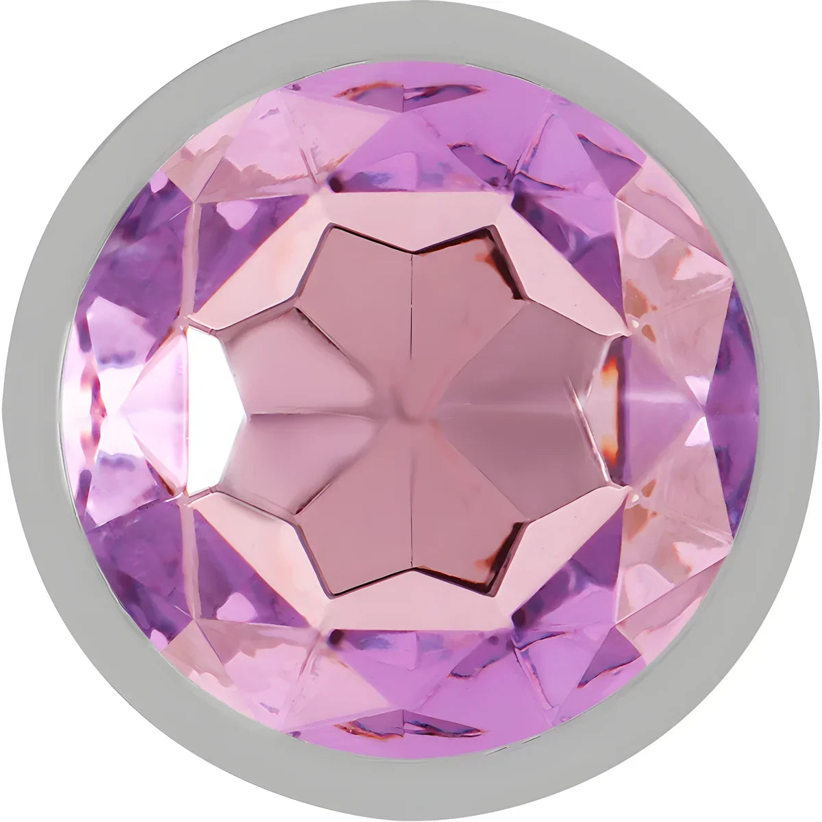 Détail du cristal violet du plug anal Intense en métal.