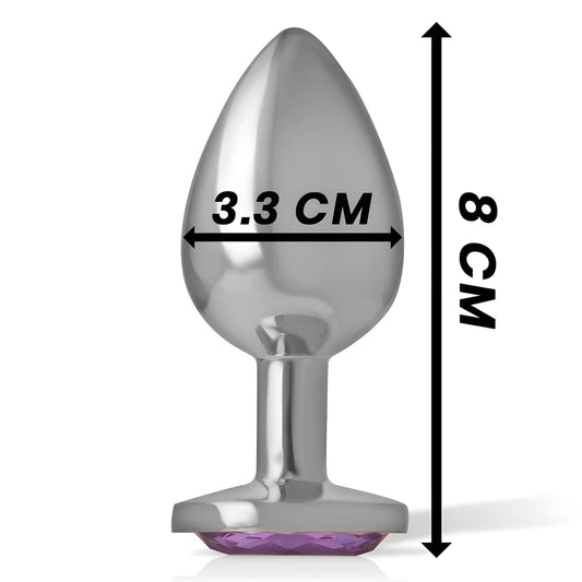 intense plug anal en metal aluminium avec cristal violet taille m