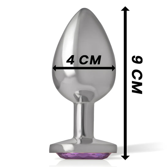intense plug anal en metal aluminium avec cristal violet taille l