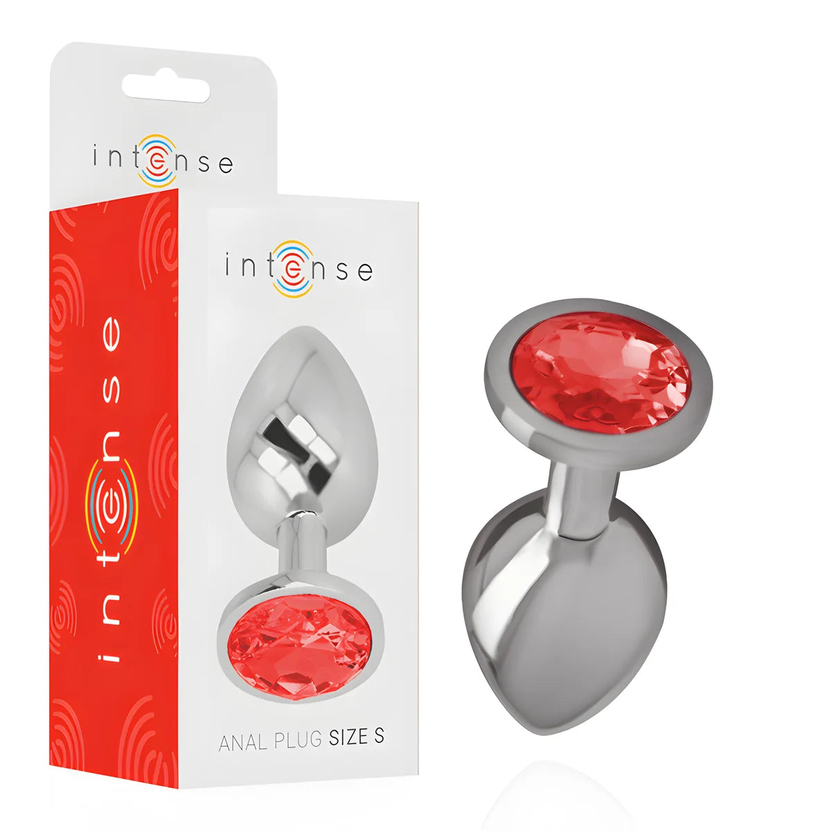 intense plug anal en metal aluminium avec cristal rouge taille s