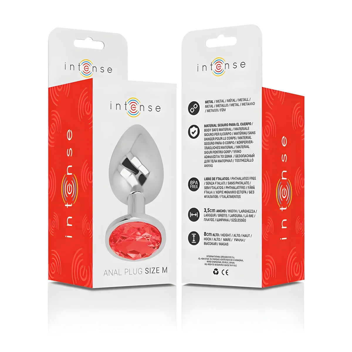 intense plug anal en metal avec cristal rouge taille m