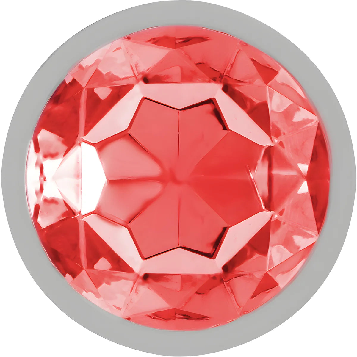 intense plug anal en metal aluminium avec cristal rouge taille l