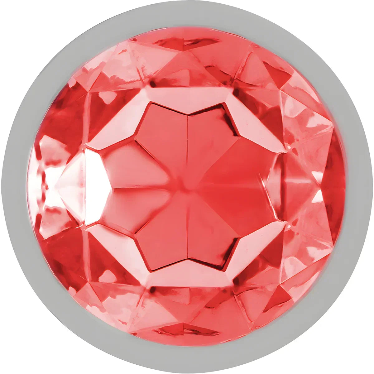 Détail du cristal rouge du plug anal Intense en métal.