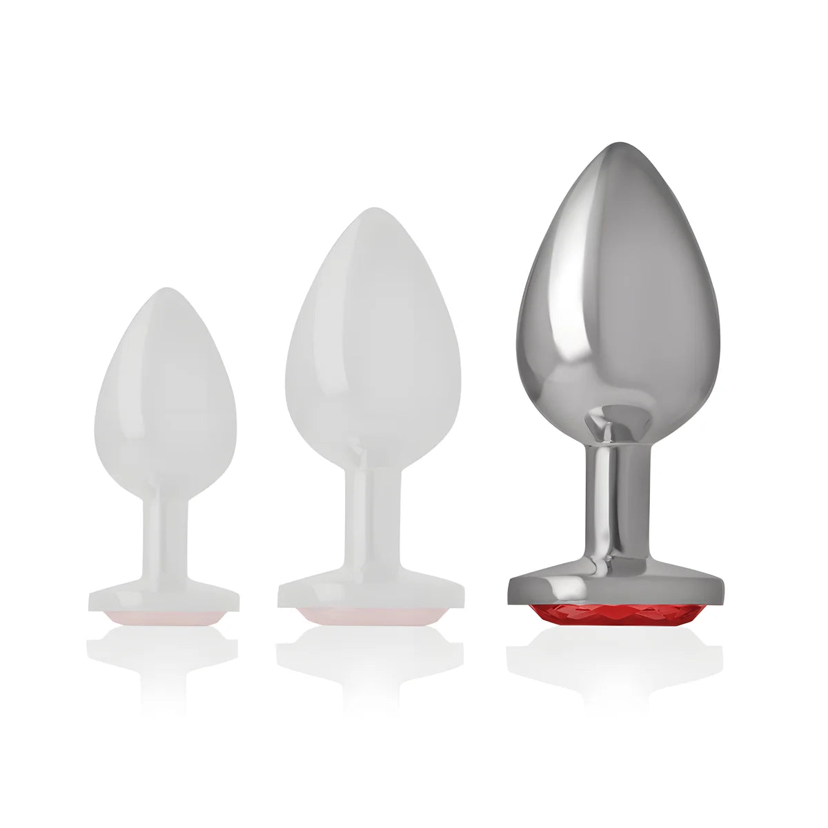 intense plug anal en metal aluminium avec cristal rouge taille l