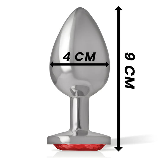 intense plug anal en metal aluminium avec cristal rouge taille l