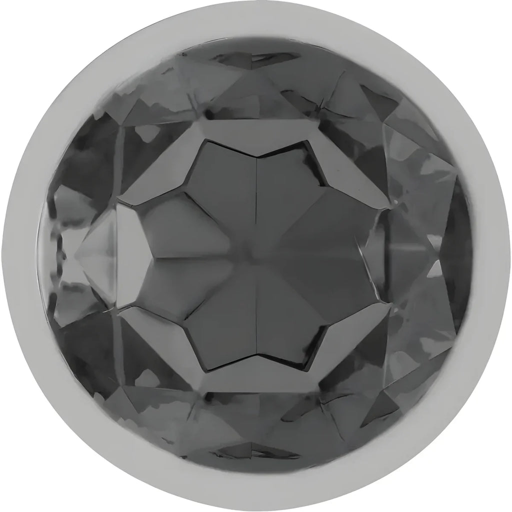 Détail du cristal noir du plug anal Intense en métal.