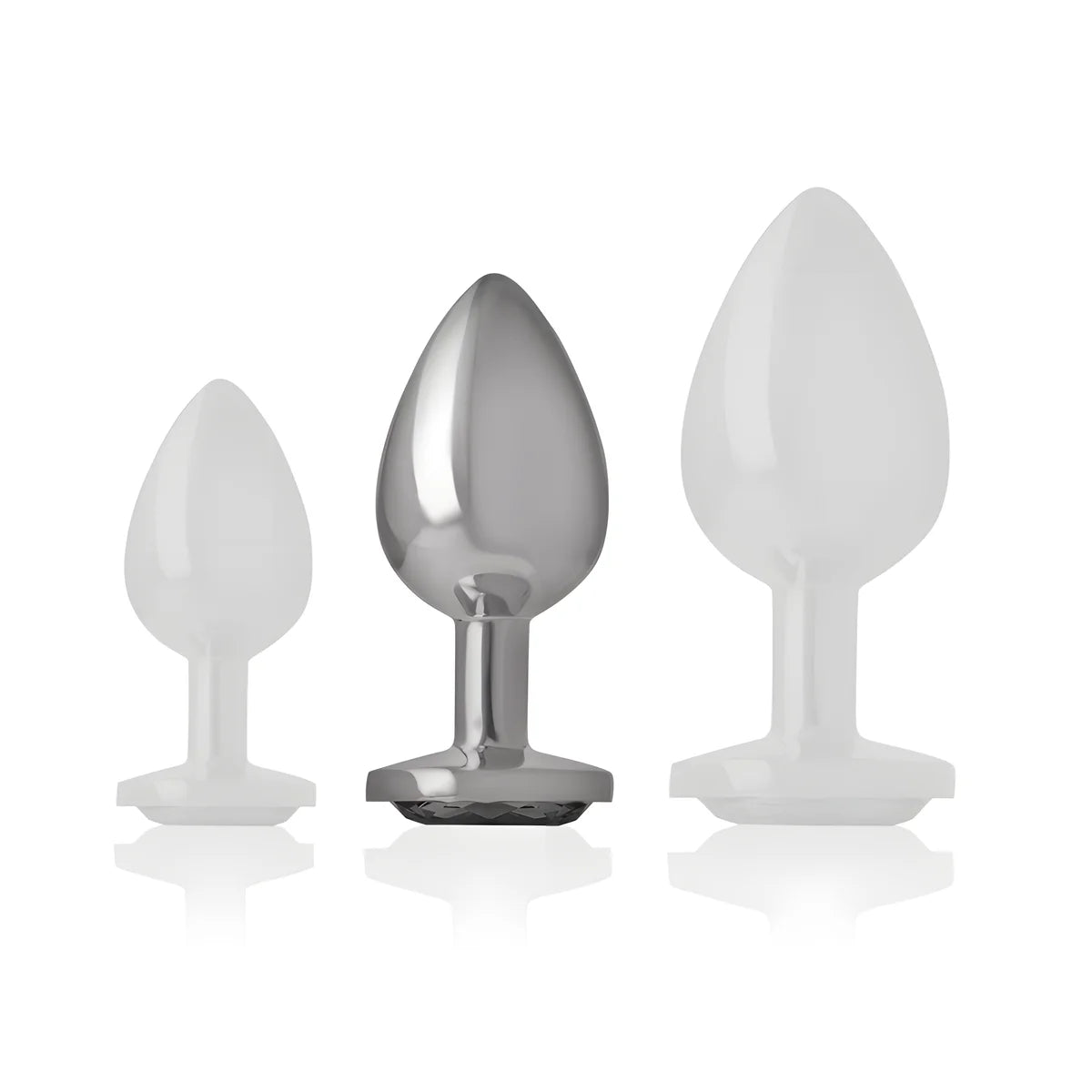 intense plug anal en metal aluminium avec verre noir taille m