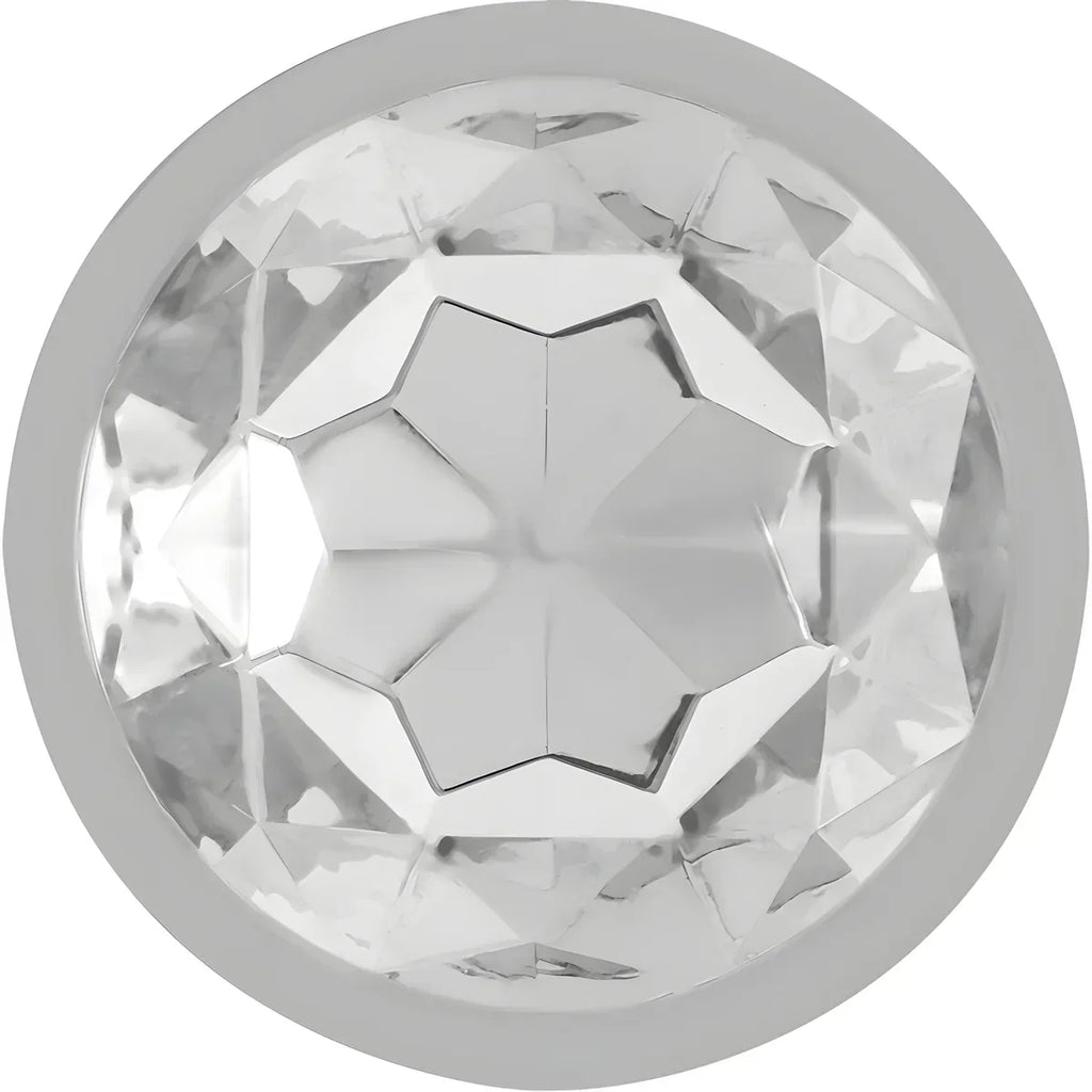 Détail du cristal transparent du plug anal Intense en métal.