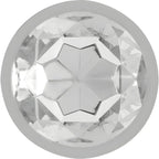 Détail du cristal transparent du plug anal Intense en métal.
