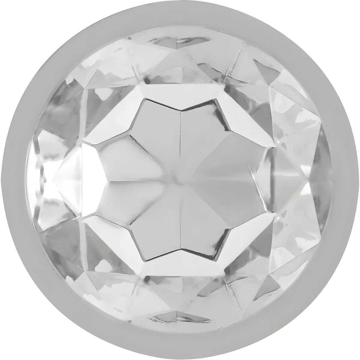 Détail du cristal transparent du plug anal Intense en métal.