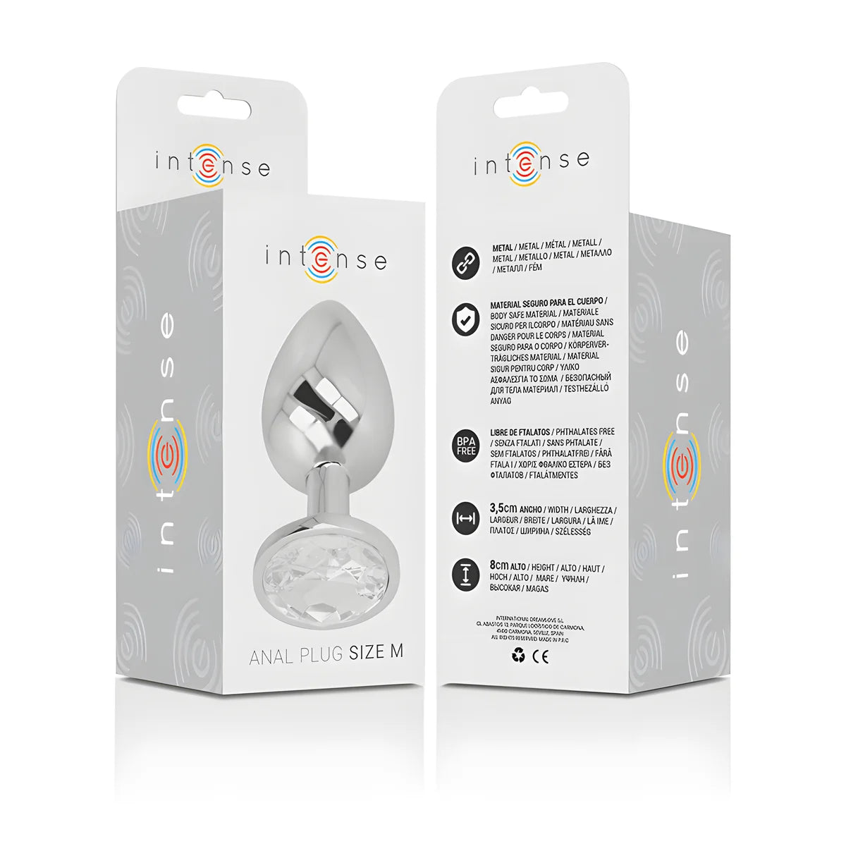 intense plug anal en metal aluminium avec cristal dargent taille m