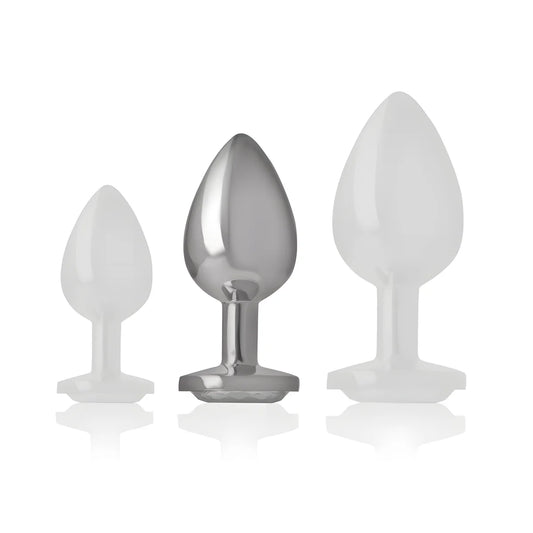 intense plug anal en metal aluminium avec cristal dargent taille m