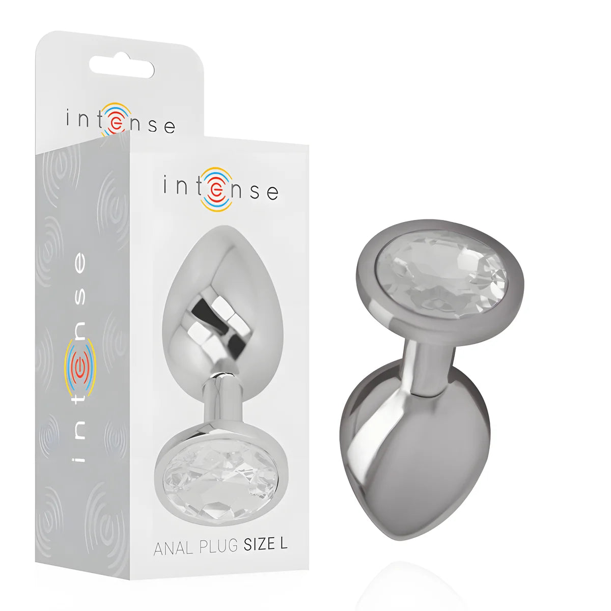intense plug anal en metal aluminium avec cristal dargent taille l