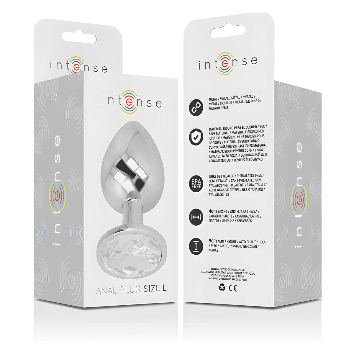 intense plug anal en metal aluminium avec cristal dargent taille l