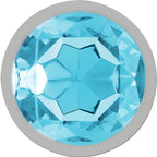Détail du cristal bleu du plug anal Intense en métal.