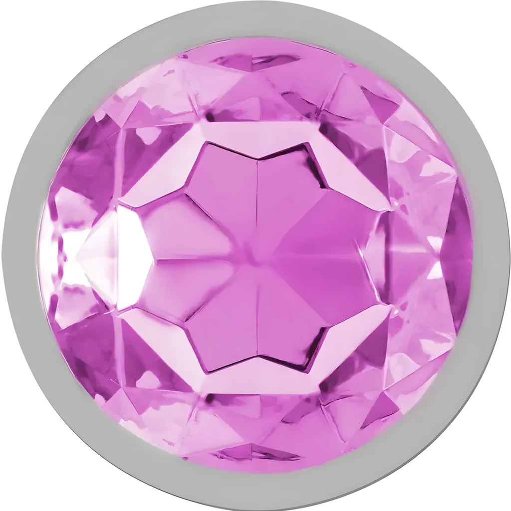 Détail du cristal rose du plug anal Intense en métal.