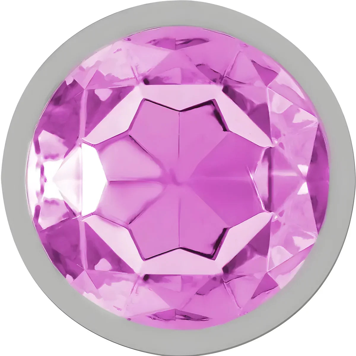 Détail du cristal rose du plug anal Intense en métal.