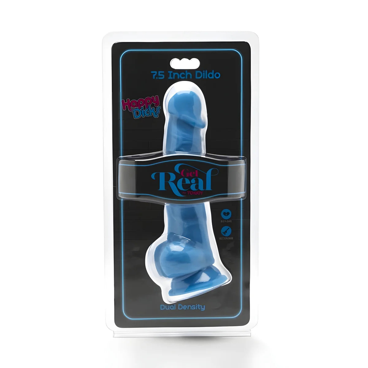get real happy dicks 19 cm avec balles bleu