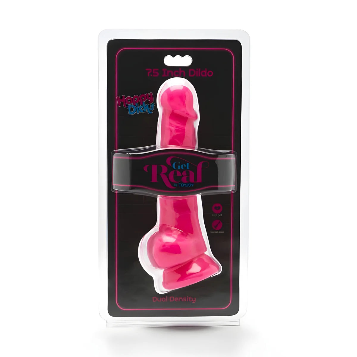 get real happy dicks 19 cm avec balles rose