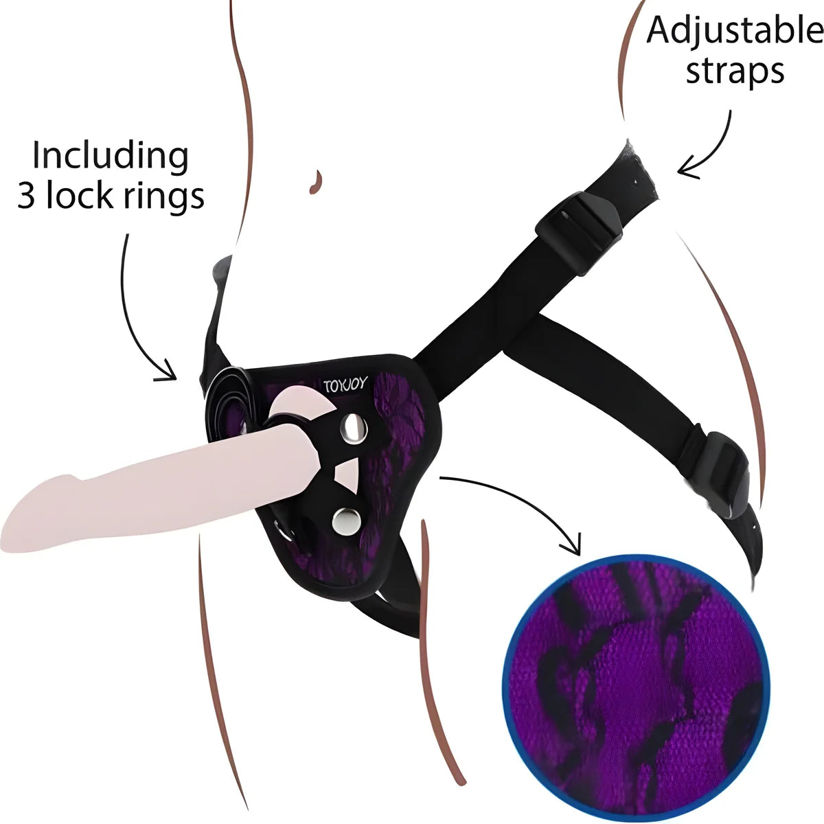 get real harnais en dentelle strap on violet