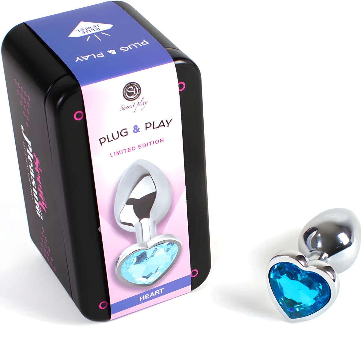 secretplay plug anal en metal coeur bleu petite taille 7 cm