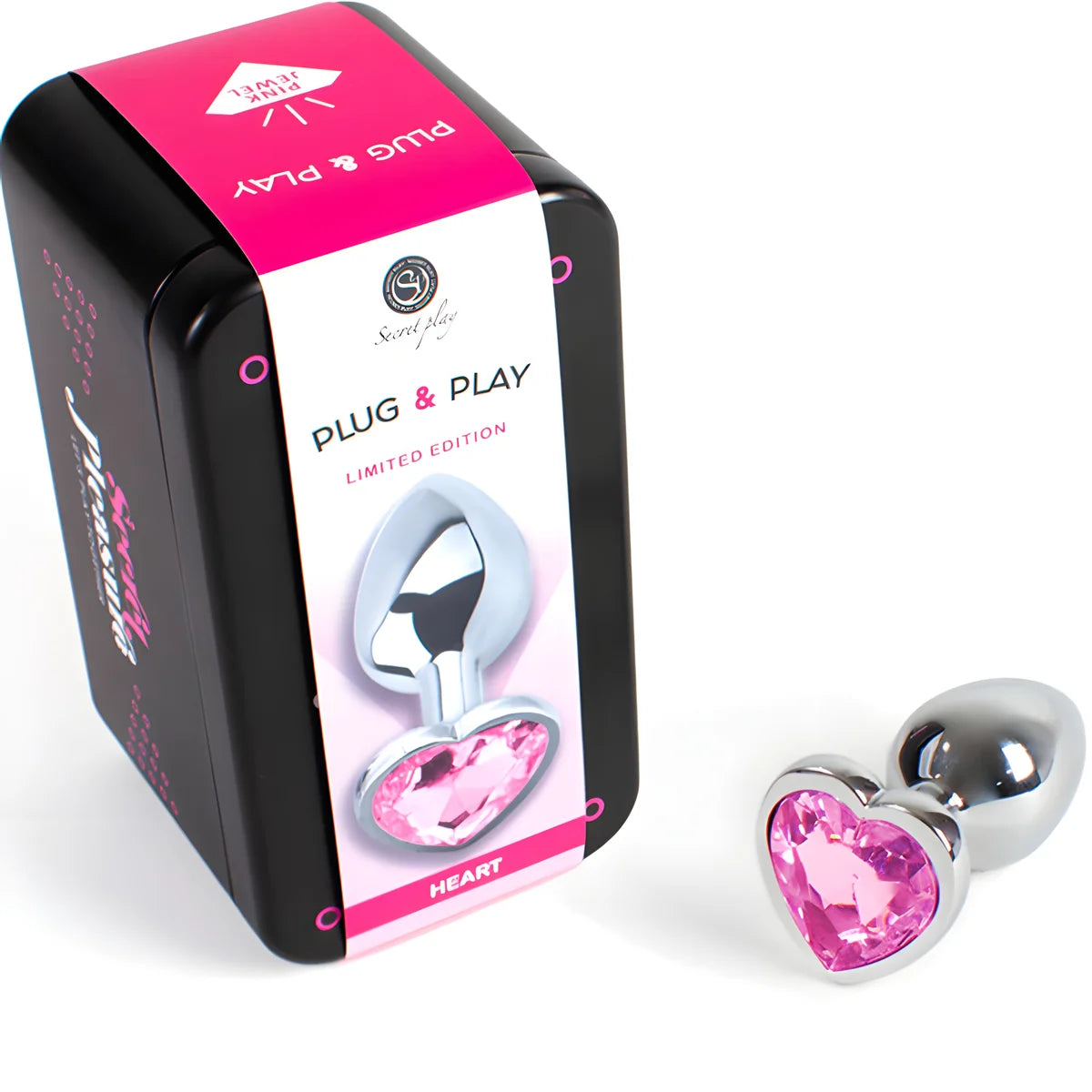 secretplay plug anal en metal coeur fuchsia petite taille 7 cm