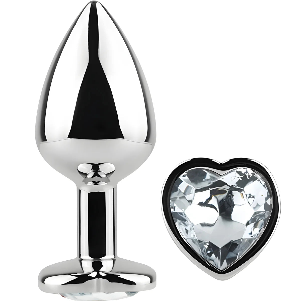 secretplay plug anal en metal coeur cristal clair petite taille 7 cm