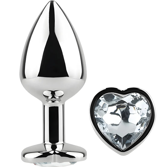 secretplay plug anal en metal coeur cristal clair petite taille 7 cm