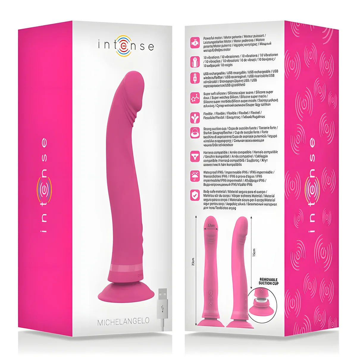 intense gode vibrateur en silicone rose michelangelo