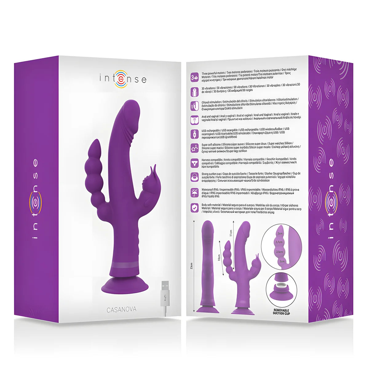 intense vibrateur en silicone casanova rabbit triple moteur violet