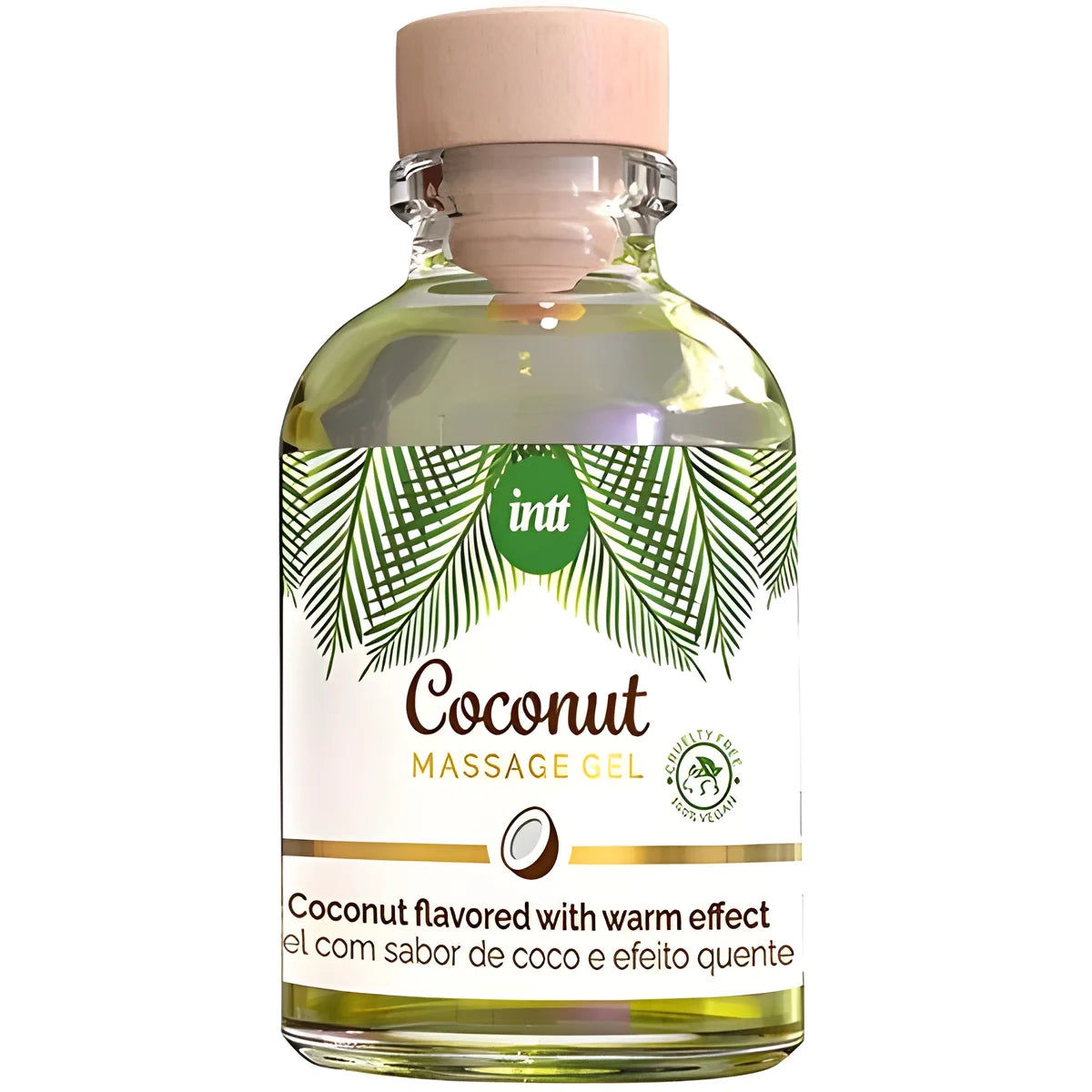 intt gel de massage vegan au saveur de coco et effet chauffant
