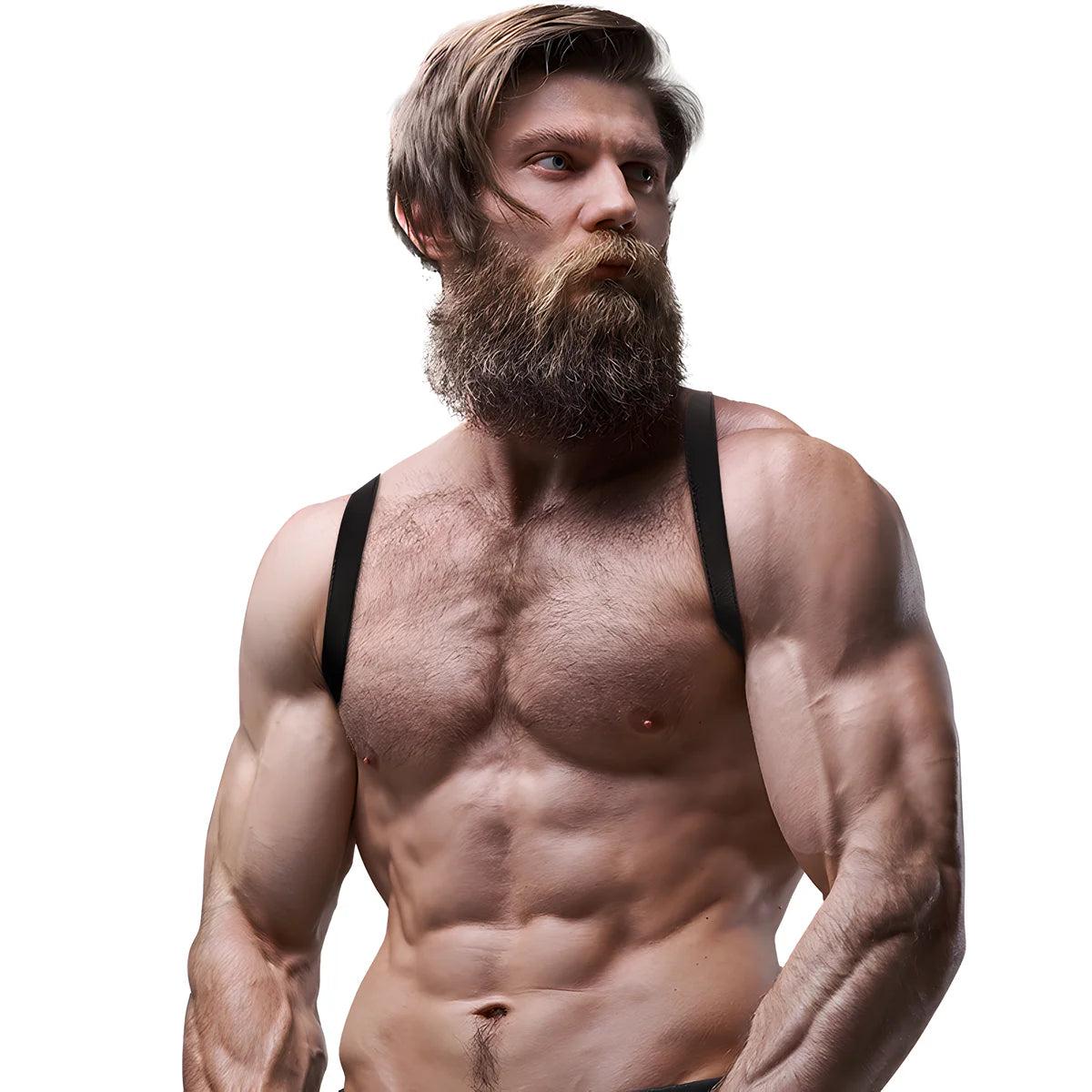 fetish submissive attitude harnais dos en cuir ecologique pour hommes