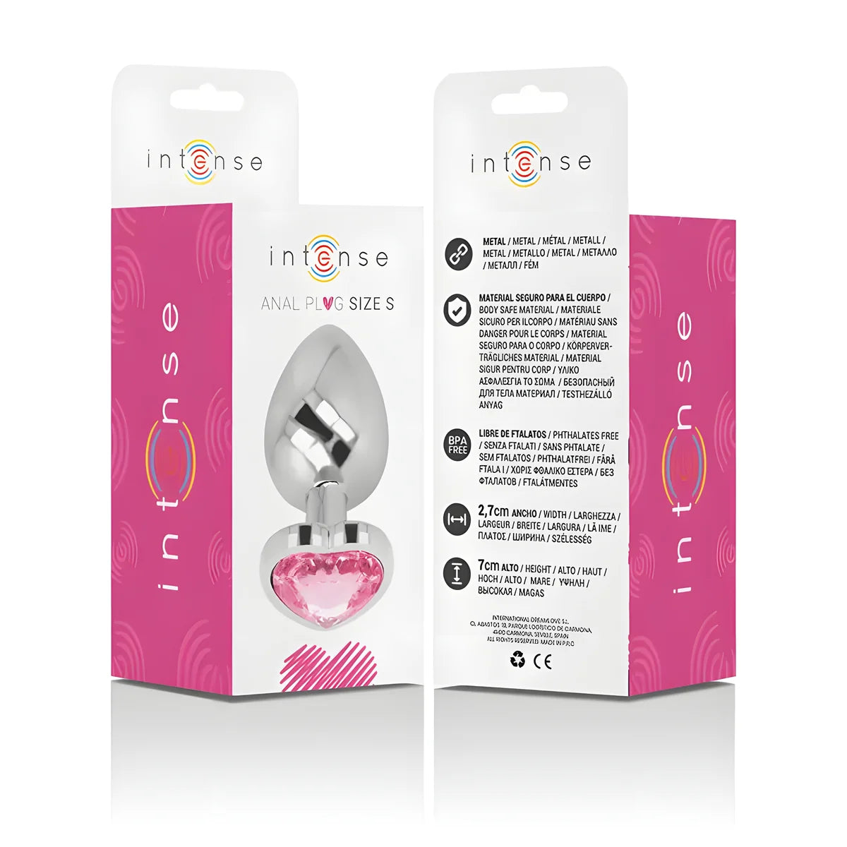 intense plug anal en metal aluminium coeur rose taille s