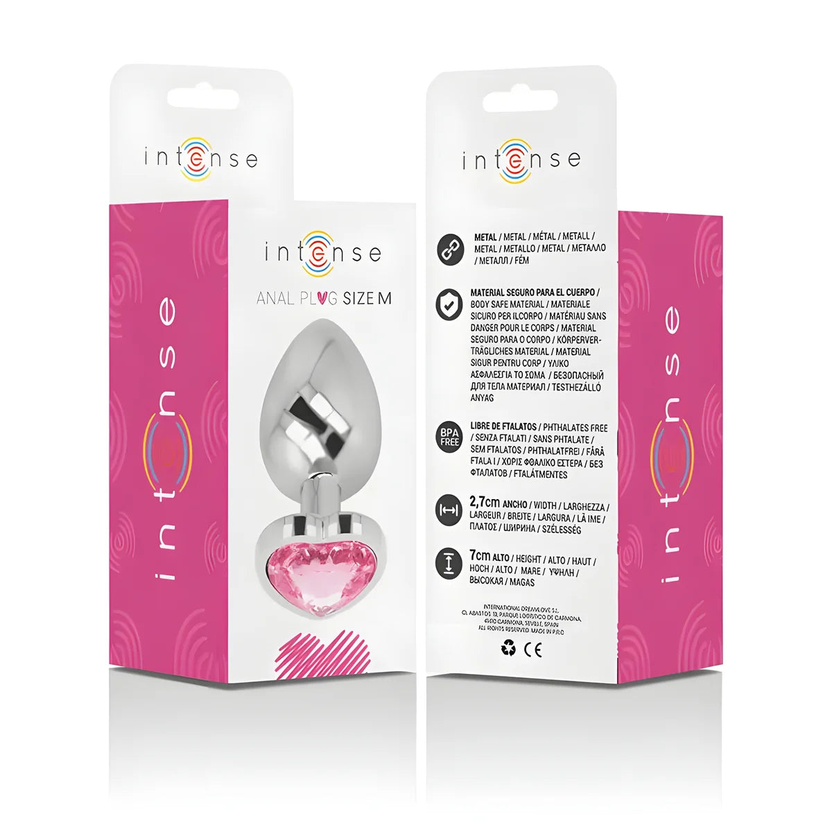 intense plug anal en metal aluminium coeur rose taille m