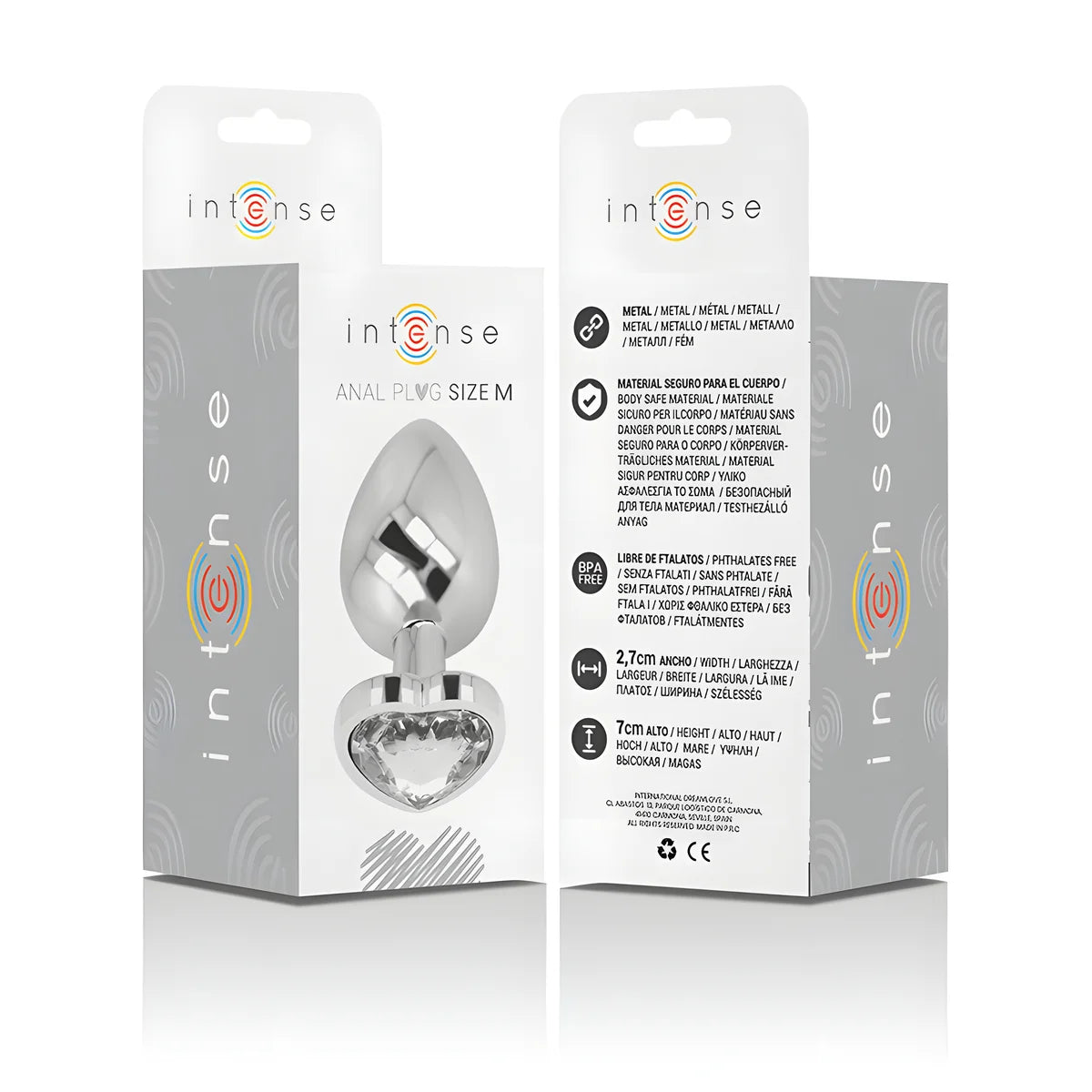intense plug anal metal aluminium coeur blanc taille m